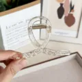 Pince à cheveux crabe transparente minimaliste de 8 cm pour une coiffure élégante - Abricot Transparent