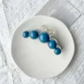 Elegant large dark blue spherical hair claw clip for minimalist French hair bun style - 5-Bead Style / L / Navy Blue