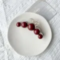 Large burgundy spherical hair claw clip with transparent base for back-of-head styling - 5-Bead Style / L / Burgundy