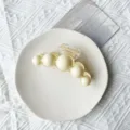 Large minimalist cream white bubble shark hair clip for women's elegant hair styling - 5-Bead Style / L / Off White