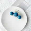 Korean style blue beaded hair claw clip for elegant bun hairstyles - 3-Bead Style / M / Navy Blue
