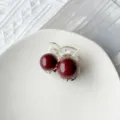Elegant cherry-shaped hair claw clip in deep red for stylish Korean hair styling - Cherry / Burgundy