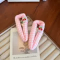Barrettes BB à carreaux roses avec de jolis détails de cerises brodées pour filles. - Cerise à Carreaux Rose et Blanc / Rose