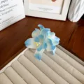 Barrette à cheveux orchidée en tissu doux dégradé bleu et blanc pour vacances - Bleu Dégradé
