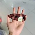 Barrette à cheveux à carreaux marron avec étiquette smiley bleu pour un style mignon - Pied-de-poule Marron
