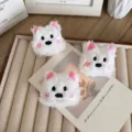 Accessoire tête de chien Westie en peluche blanche avec oreilles roses pour DIY - Style Ouverture au Dos / Chien à Joues Roses
