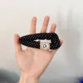Grande barrette à cheveux BB en tissu à pois noirs avec un joli patch de smiley - Pois Noir