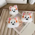 Accessoire de chiot Westie en peluche blanche avec des écouteurs orange pour le bricolage - Style Ouverture au Dos / Chien avec Casque