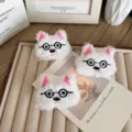 Têtes de chiot Westie en peluche blanche avec lunettes brodées pour accessoires de bricolage - Style Ouverture au Dos / Chien avec Lunettes