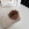 Cute brown fluffy plush hair tie accessory perfect for autumn and winter hairstyles - Dark Coffee