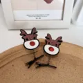 Festliche Rentier-Haarklammer mit Glitzergeweih und Federbasis für Weihnachtsfeiern - Braunes Rentier