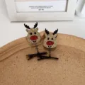 Niedliche Weihnachts Rentier Glitzer Haarspangen - Hellbraunes Rentier