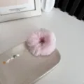 Soft plush pink furry scrunchie accessory for autumn and winter high ponytail hair styles - Light Pink
