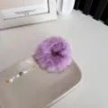Soft purple fluffy faux fur scrunchie hair tie for autumn and winter ponytail styles - Light Purple