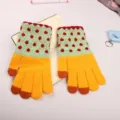 Damen Winter warme Strick Touchscreen Handschuhe mit bunten Muster für den täglichen Gebrauch. - Einheitsgröße / Bunte Streifen Gelb