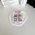 Lot de 4 adorables mini pinces à cheveux en forme de cœur mat aux couleurs acidulées pour filles - Papillon creux / Lot de 4