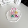 Lot de 4 mini pinces à cheveux mignonnes pour petites filles aux couleurs bonbon pastel - Nœud / Lot de 4