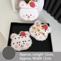 Cartes d'emballage de dessin animé d'ours et fraise pour élastiques à cheveux 12x12cm - Ours Rose Fraise - Sans Sac / Lot de 100