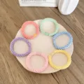 Set of six colorful braided elastic hair ties in vibrant pastel macaron colors. - Solid Color Thickened Style