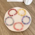 Set of five colorful high-elastic braided hair ties in varied pastel shades - 5 Pieces / Minimalist Gradient Style