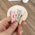 Set of five colorful braided high-elasticity hair ties in soft pastel macaron tones - 5 Pieces / 3-Strand Braid
