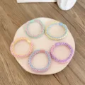Set of five premium pastel braided high-elasticity hair ties with smooth accent beads - 5 Pieces / 4-Strand 3D Color Block