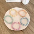 Set of 5 pastel braided elastic hair ties in vibrant macaron colors for girls styling - 5 Pieces / 4-Strand Color Block Braid