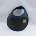 Dark blue empty top sun visor hat with wide black brim, UV protection summer outdoor sports cap. - Navy and Black Visor Hat