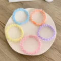 Set of 5 pastel ruffled elastic hair ties in blue orange yellow purple and pink - 5 Pieces / Sheer Edge Style