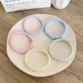 Set of five colorful pastel braided elastic hair ties for girls and women hair styling - 5 Pieces / Shiny Style