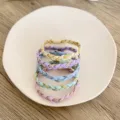 Colorful braided high-elastic hair ties set with gold thread accents in pastel shades - Set of 6 / Mixed Gold Thread Braid Style