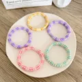 Set of five colorful braided high-elasticity hair ties displayed on a white plate - Puckered Gradient Style