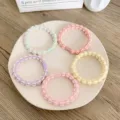 Set of 5 pastel elastic twist hair ties in mint, peach, lavender, pink, and yellow colors - Bead Color Block Style