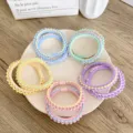 Set of colorful braided elastic hair bands in pastel macaron colors for women styling - Mixed Color Scalloped Style