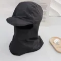 Winter outdoor windproof waterproof cycling warm hat with neck warmer and short brim for women. - One Size / Black