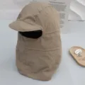 Winter thermal windproof cycling balaclava hat with short brim khaki outdoor warm hood cap - One Size / Khaki