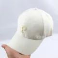 White embroidered letter baseball cap for women, breathable summer sun protection duck tongue hat. - Adjustable / White Baseball Cap with Embroidered Letter P