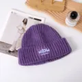 Paarse gebreide muts dames herfst winter warme dikke wollen muts stijlvolle streetwear hoed - HIOW gebreid paars