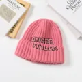 Pink knitted beanie hat for women autumn winter warm casual stylish trendy streetwear cap - Watermelon red