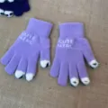 Women winter warm knit gloves cute cat paw design thick touch screen wool gloves purple - Violet