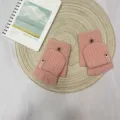 Knit flip-top fingerless gloves for women, cozy winter warm half-finger outdoor gear. - Half Finger Flip Cover / Pink