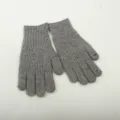 Grey knitted gloves for women, warm winter fingerless mittens with finger cutout design. - Gray