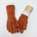 Guanti lunghi in peluche lavorati a maglia da donna, caldi invernali, stile dolce e touch. - Taglia unica / Colore caramello