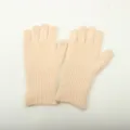 Women winter knit fingerless gloves beige sweet style open hole warm gloves fashion accessories - White