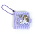 Mini süßes lila gestreiftes Taschen-Notizbuch Schlüsselanhänger mit Cartoon-Mädchen für Notizen. - Mini-Notizbuch 02