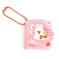Mini pinkes Leder Notizbuch Detail mit niedlichen Hasen Erdbeer Grafiken und Kette. - Mini-Notizbuch 03