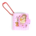 Mini carnet à carreaux rose avec couverture de dessin animé mignon et chaîne de perles rouges. - Mini journal 05