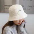 Cozy winter fluffy sherpa bucket hat for women, soft warm plush fisherman cap, casual solid color. - M (56-58cm) / White
