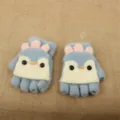 Cute winter children half finger flip gloves knitted warm cute cartoon penguin mittens for kids - One Size / Type A Kids Half-Finger Convertible Lake Blue