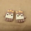 Cute children knit half finger gloves detail showcasing soft wool material and adorable animal face. - One Size / Type A Kids Half-Finger Convertible Khaki